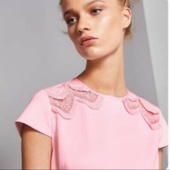 Ted Baker Pink Embroidered Skater Dress- WORN 1x! - Picture 6 of 8